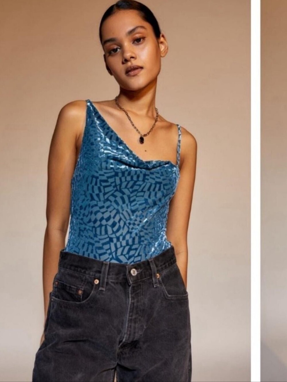 Urban Outfitters Out From Under Blue Velvet Leopard Print Bodysuit XS